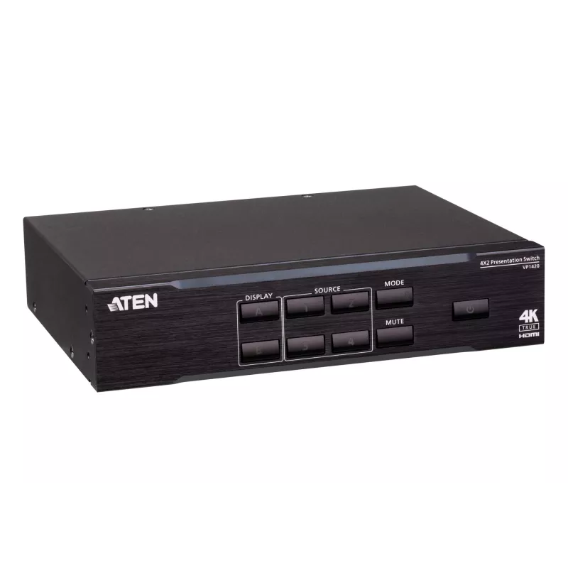 ATEN VP1420 4 x 2 True 4K conmutador matricial para presentaciones, vídeo/audio, de sobremesa