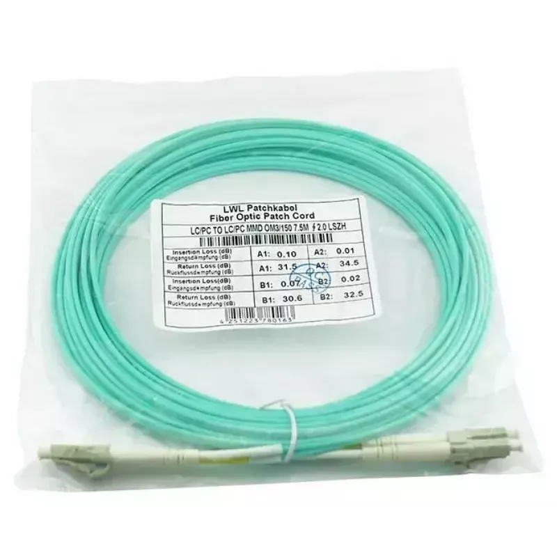 BlueOptics 050502K512000007.5M-BO Cable de conexión de fibra óptica dúplex (compatible con Corning), LC-UPC/LC-UPC, multimodo OM3 50/125 µm, 7,5 m