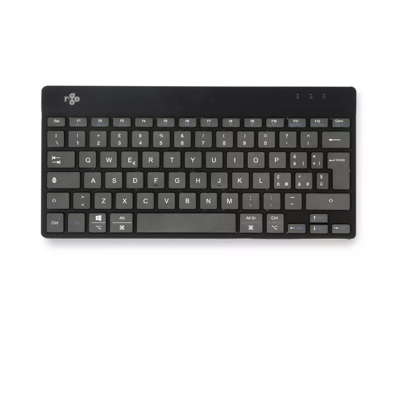 Teclado ergonómico R-Go Tools R-Go Compact Break, teclado compacto con software de pausas, QWERTY (IT), Bluetooth, negro