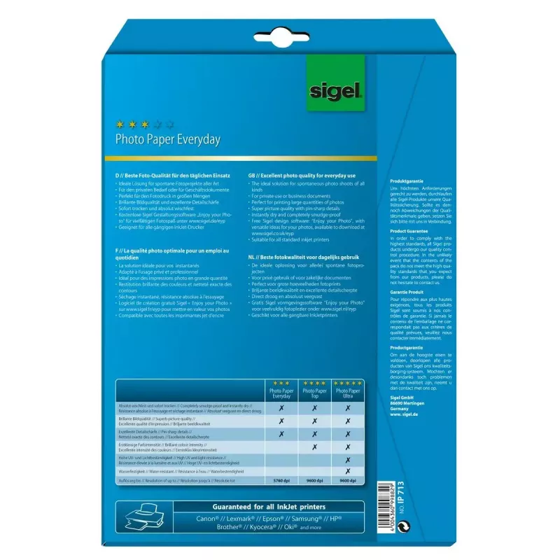 Papel de impresión A4 Sigel IP713 Gloss 20 hojas blanco
