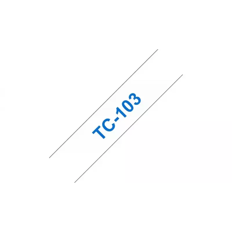 Brother TC-103 Cinta de etiquetar azul sobre transparente