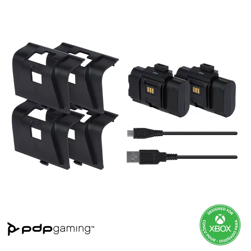 PDP Gaming Play & Charge Kit, Xbox One, batería para mando de juego, negro, policarbonato, 3 m, Microsoft