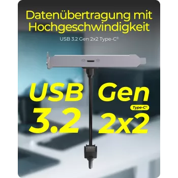 ICY BOX panel trasero USB Type-C con conector USB Type-E interno