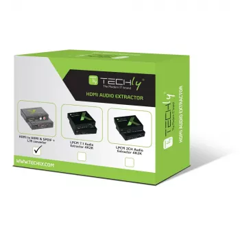 Techly extractor de audio HDMI SPDIF + RCA R/L IDATA HDMI-EA, 5 V, 77 mm, 64 mm, 23 mm, 351 g