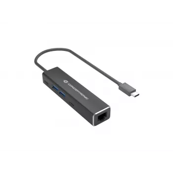 Conceptronic ABBY14B Adaptador Ethernet 2.5G USB 3.2 Gen 1 con hub USB, 2.5GbE, USB-A x 2, USB-C x 2