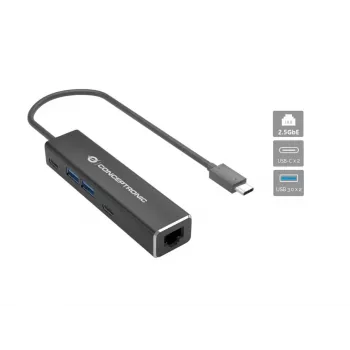 Conceptronic ABBY14B Adaptador Ethernet 2.5G USB 3.2 Gen 1 con hub USB, 2.5GbE, USB-A x 2, USB-C x 2