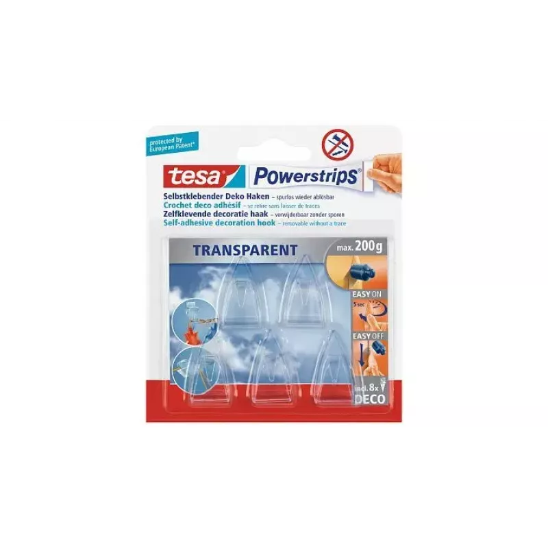 Gancho universal TESA Powerstrips Indoor transparente 5 uds.