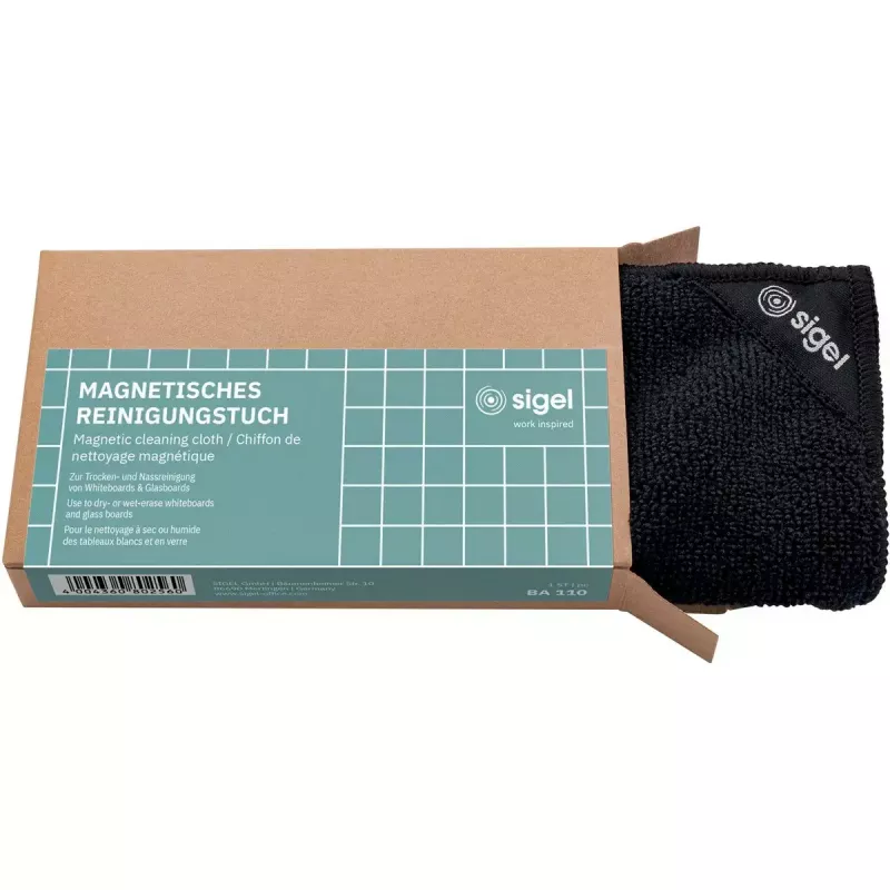 Sigel BA110 paño de microfibra para pizarras de cristal, negro
