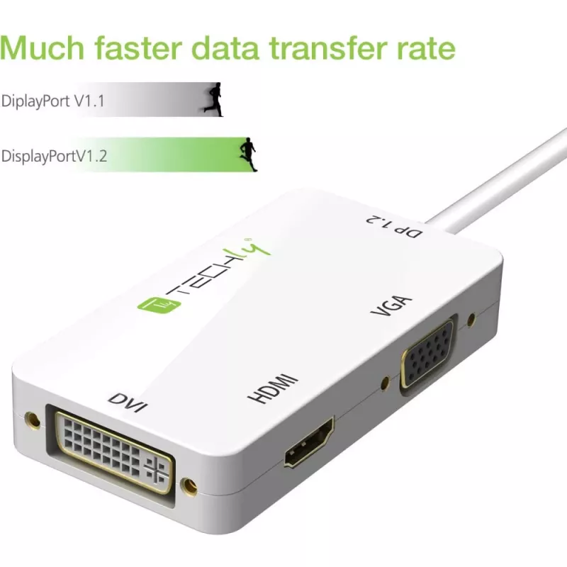 Adaptador Techly 3 en 1 Mini DisplayPort (Thunderbolt) a HDMI / DVI / VGA IADAP MDP-COMBOF12