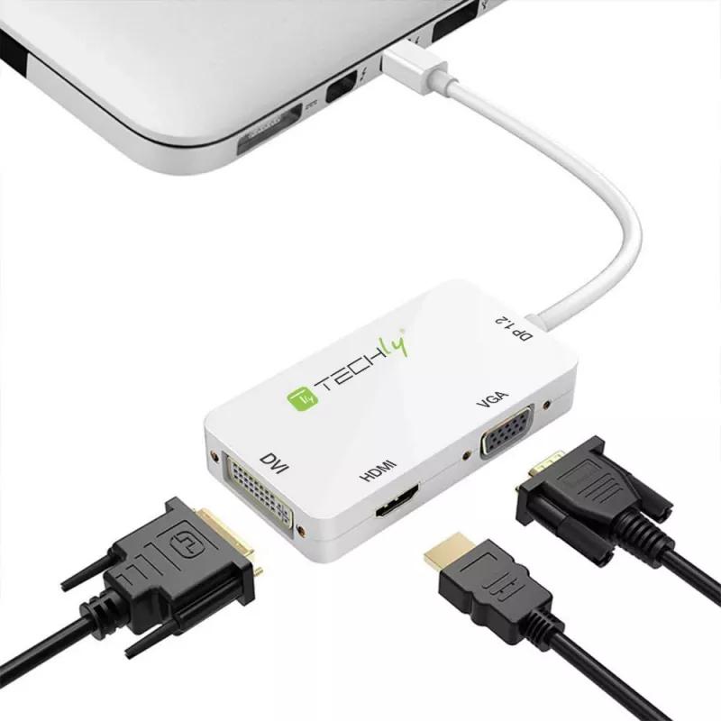 Adaptador Techly 3 en 1 Mini DisplayPort (Thunderbolt) a HDMI / DVI / VGA IADAP MDP-COMBOF12