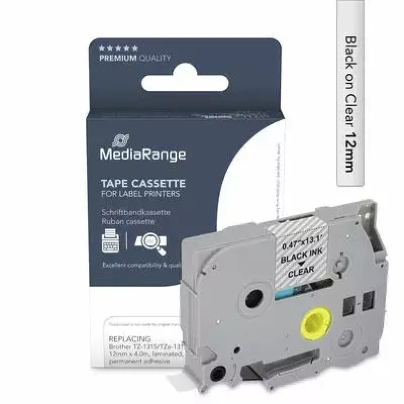 Cinta para impresora MediaRange MRBTZ131S Negro 1,2 cm 4 m