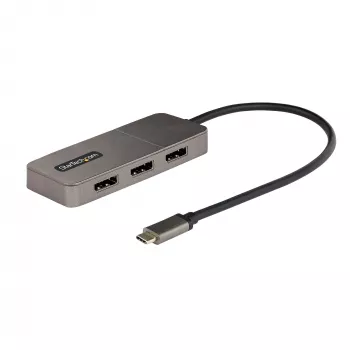 StarTech.com adaptador multipantalla USB-C de 3 puertos, USB Type-C a 3x DisplayPort 1.4 MST Hub, extensor/divisor de pantalla para portátil triple 4K 60Hz DP, HDR, cable integrado extra largo - solo Windows