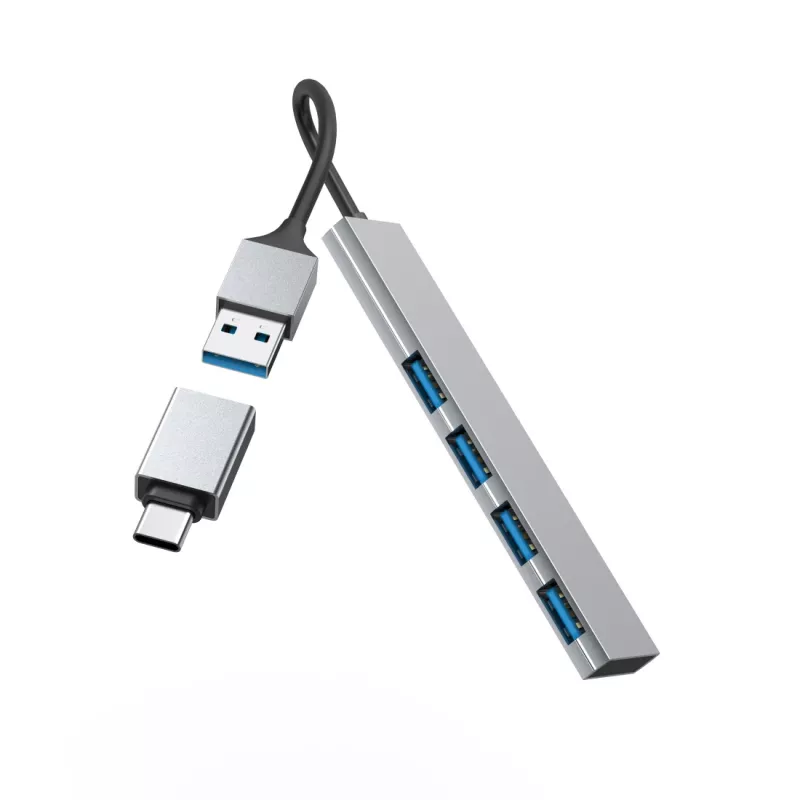 Hub de interfaces Hama 00200141 USB 3.2 Gen 1 (3.1 Gen 1) Type-A 5000 Mbit/s Gris