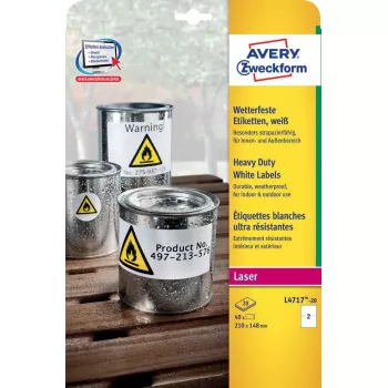 Etiqueta autoadhesiva Avery L4717-20 rectángulo redondeado