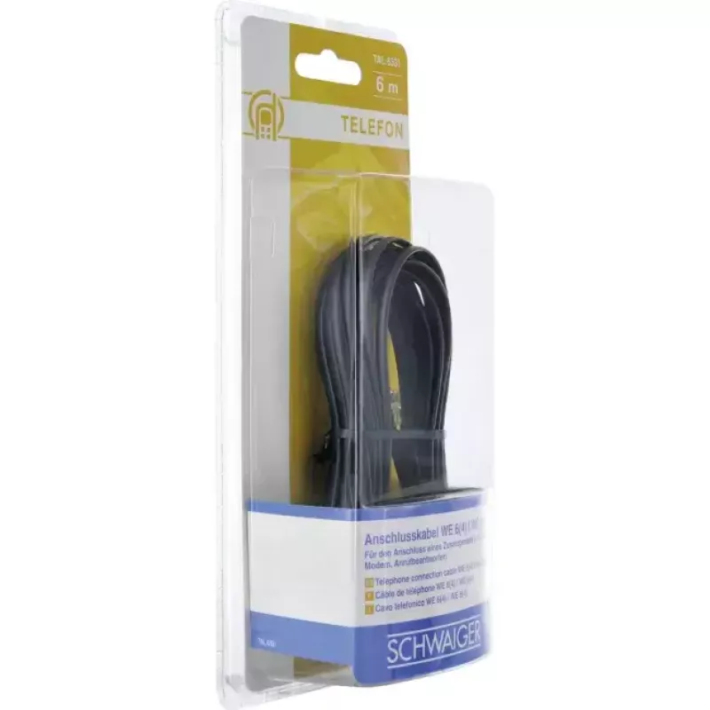 Cable de red Schwaiger 6,0 m RJ-11 - RJ-11 6 m negro