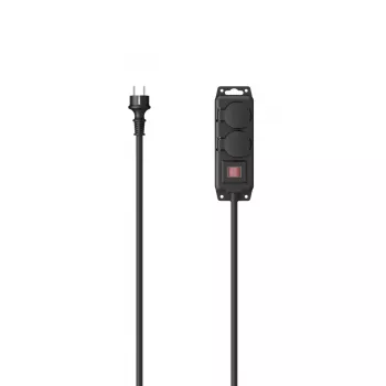 Hama 00223062 Alargador de corriente 2 m 2 tomas AC para exterior Negro
