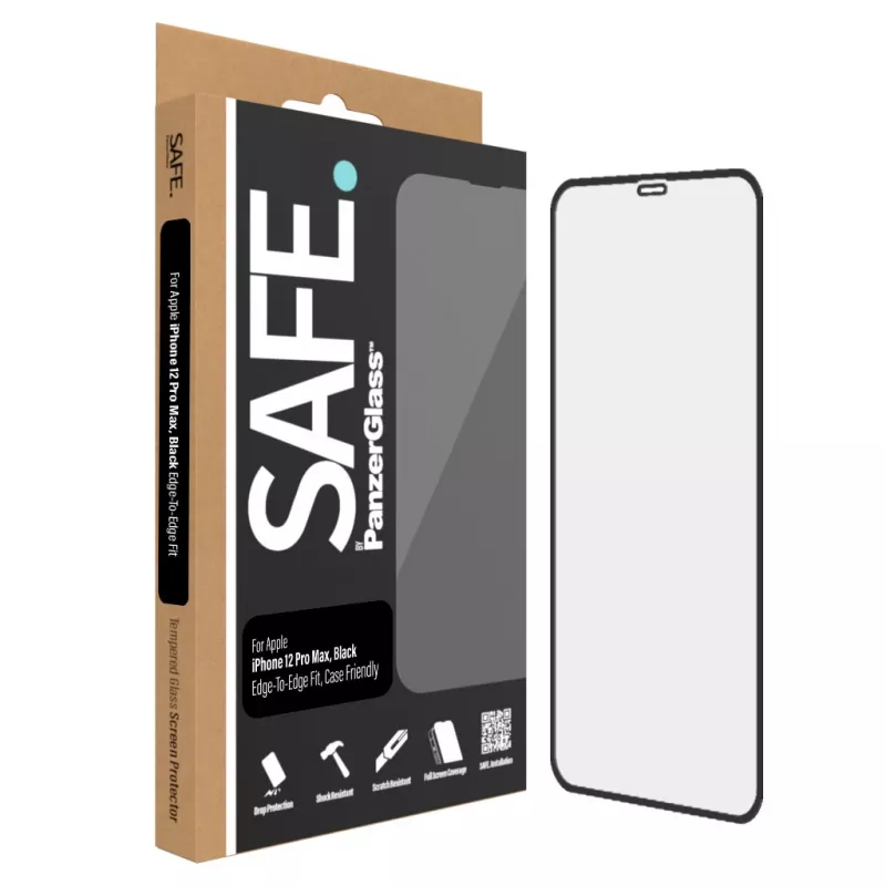Protector de pantalla PanzerGlass SAFE. by ® Apple iPhone 12 Pro Max sin bordes resistente a arañazos y golpes