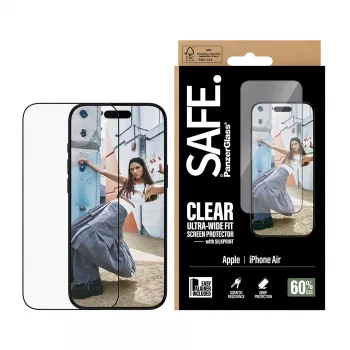 Protector de pantalla PanzerGlass SAFE para iPhone 17 Ultra‑Wide Fit con marco negro