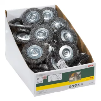 Bosch cepillo de disco de alambre de acero para taladros, 75 x 10 mm, vástago de 6 mm (2607017120)