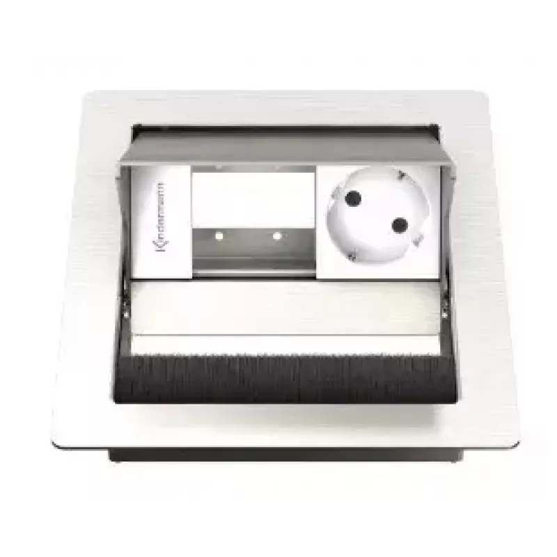 Toma de conexión de mesa tipo F Kindermann 7492000041 acero inoxidable blanco
