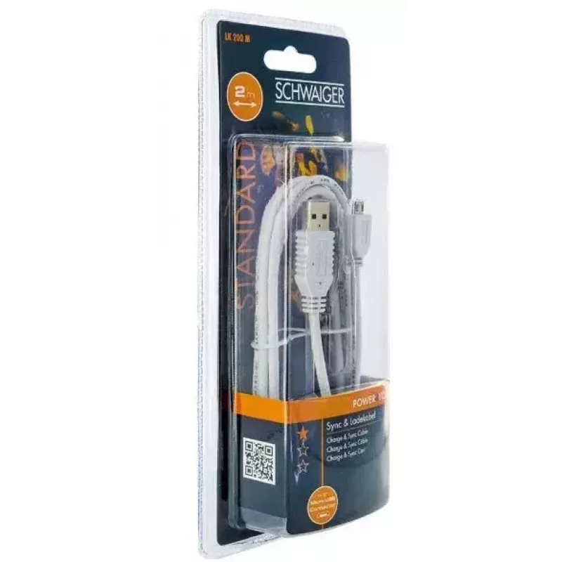 Cable USB Schwaiger LK200M532 2m USB A a Micro-USB A blanco