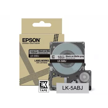 Epson cinta mate – gris/negro 18 mm (8 m) – LK-5ABJ, negro sobre gris, LK, Rhino, LabelWorks LW-C410, LabelWorks LW-C610, 1,8 cm, 8 m