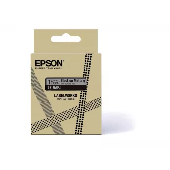 Epson cinta mate – gris/negro 18 mm (8 m) – LK-5ABJ, negro sobre gris, LK, Rhino, LabelWorks LW-C410, LabelWorks LW-C610, 1,8 cm, 8 m