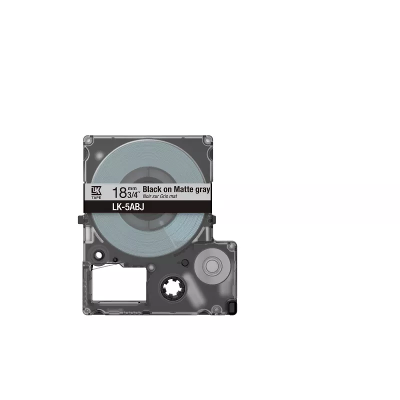 Epson cinta mate – gris/negro 18 mm (8 m) – LK-5ABJ, negro sobre gris, LK, Rhino, LabelWorks LW-C410, LabelWorks LW-C610, 1,8 cm, 8 m