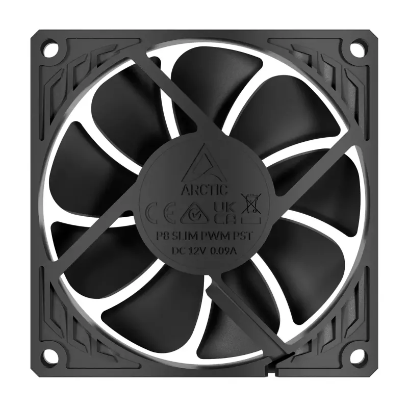 Ventilador Arctic P8 slim PWM PST 80mm perfil bajo 38,23 m³/h rodamiento fluido dinámico negro