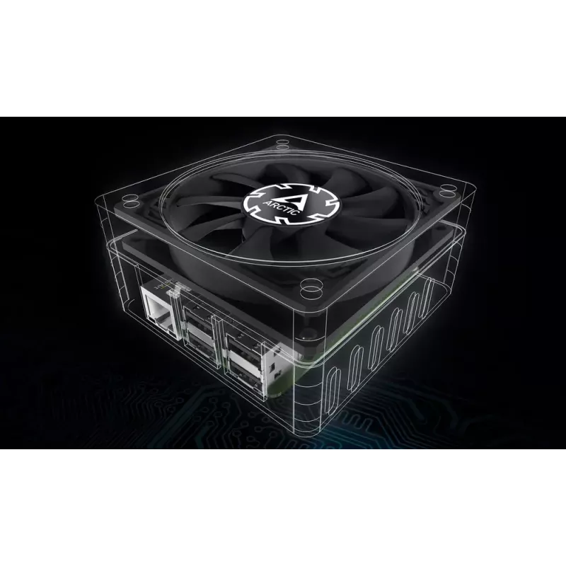 Ventilador Arctic P8 slim PWM PST 80mm perfil bajo 38,23 m³/h rodamiento fluido dinámico negro