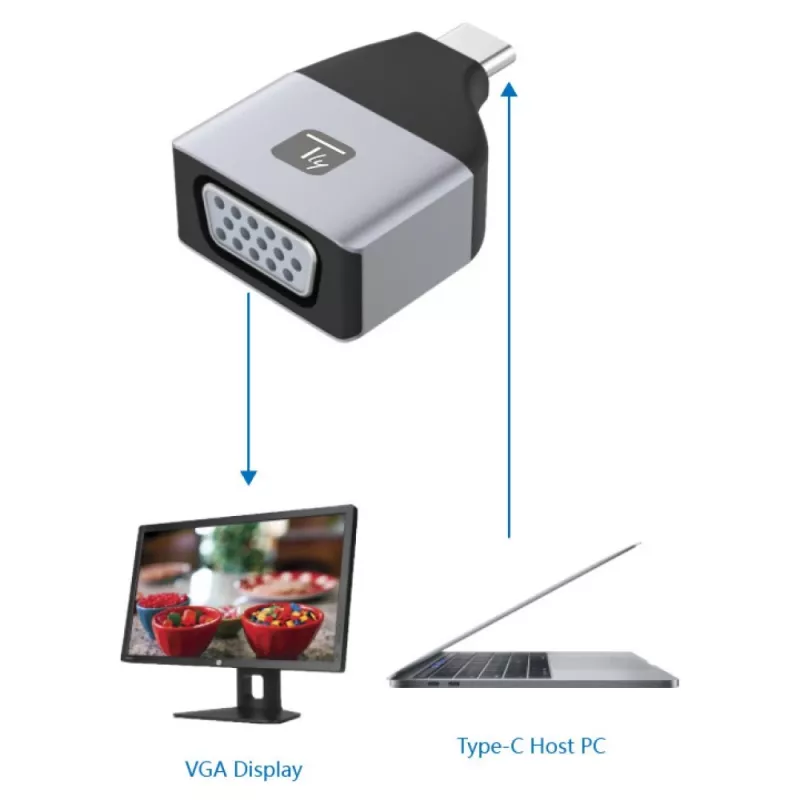 Adaptador gráfico USB Techly IADAP USBC-VGAC 1920 x 1200 píxeles negro, plateado