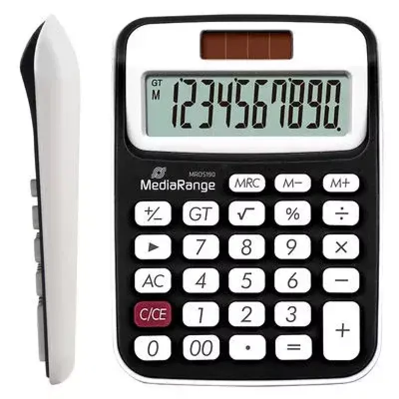 MediaRange MROS190 calculadora de sobremesa Basic 10 dígitos batería solar negro blanco