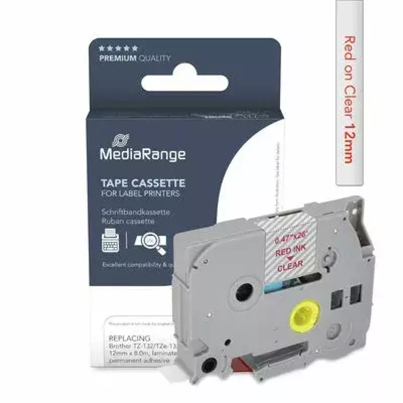 Cinta de impresora MediaRange MRBTZ132 rojo 1,2 cm 8 m