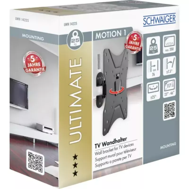 Soporte de pared para TV Schwaiger LWH14225 513 negro