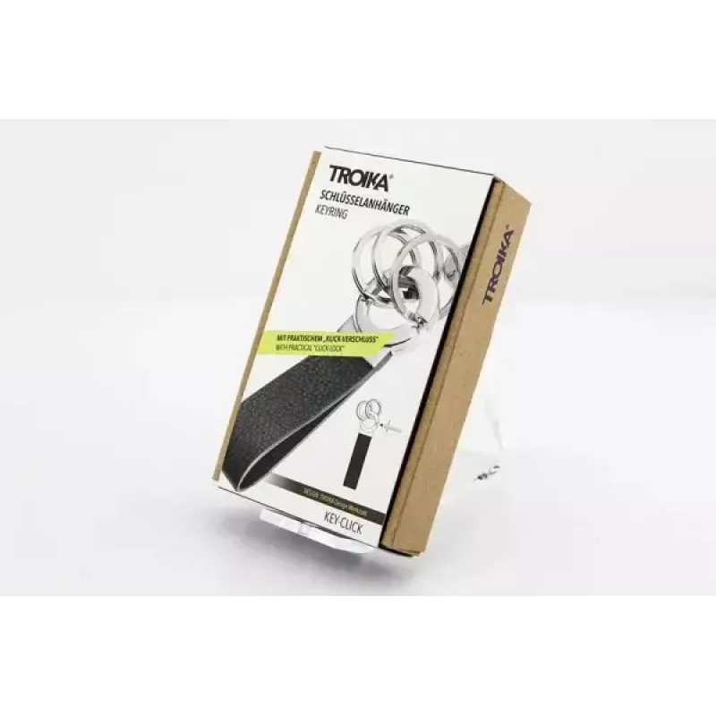 Llavero TROIKA KR8-02/LE negro plata cuero 31mm