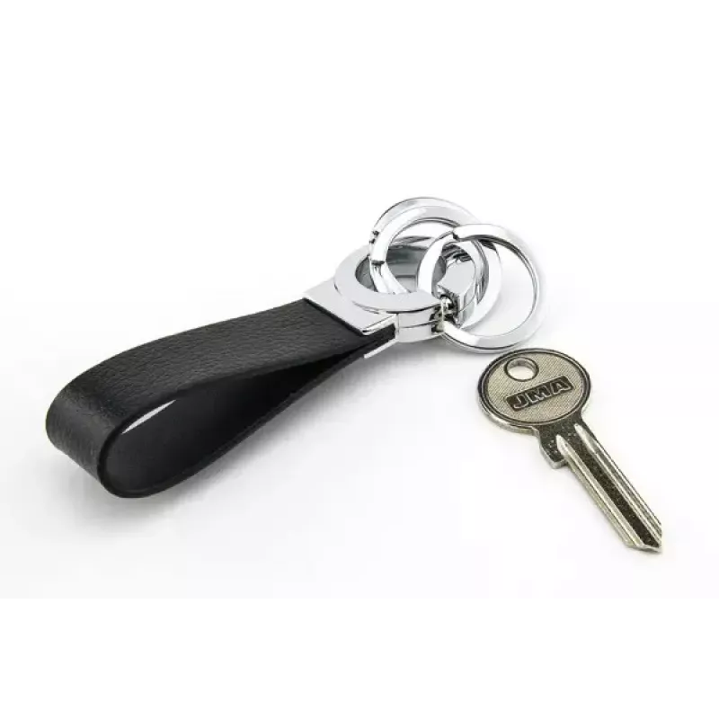 Llavero TROIKA KR8-02/LE negro plata cuero 31mm