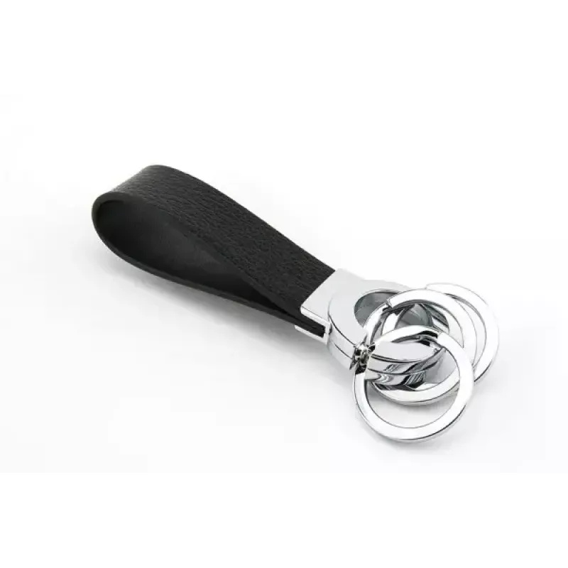 Llavero TROIKA KR8-02/LE negro plata cuero 31mm