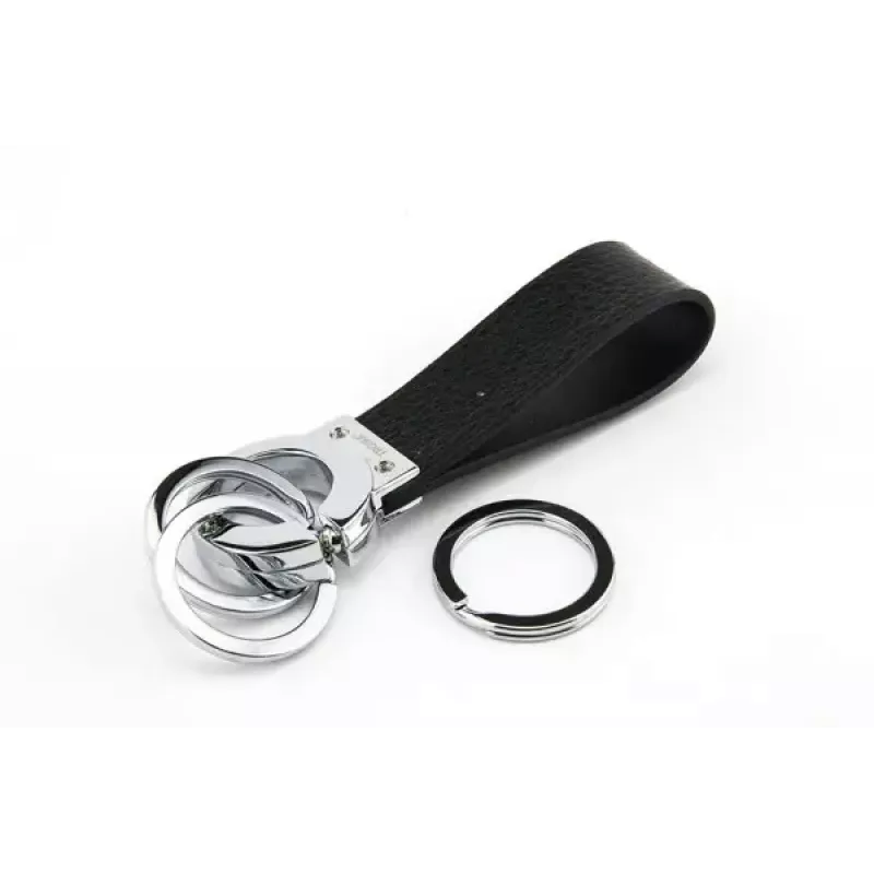 Llavero TROIKA KR8-02/LE negro plata cuero 31mm