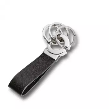 Llavero TROIKA KR8-02/LE negro plata cuero 31mm