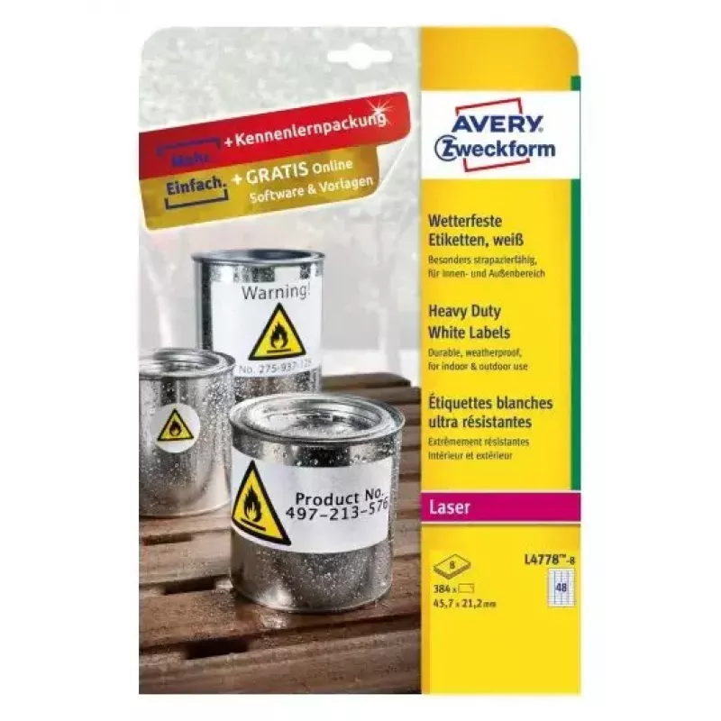 Etiqueta de impresora autoadhesiva AVERY L4778-8