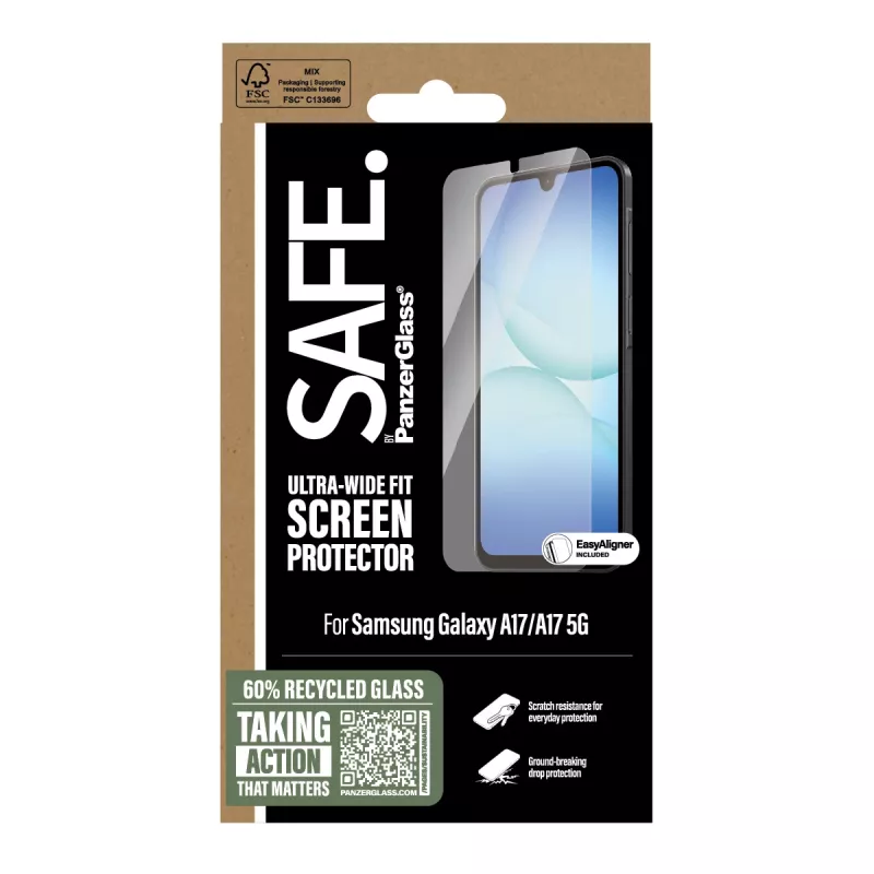 PanzerGlass SAFE. by ® protector de pantalla Samsung Galaxy A17 | A17 5G | Ultra-Wide Fit con EasyAligner