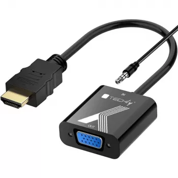 Adaptador de cable Techly convertidor HDMI a VGA con conector jack de audio