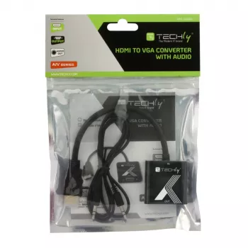 Adaptador de cable Techly convertidor HDMI a VGA con conector jack de audio