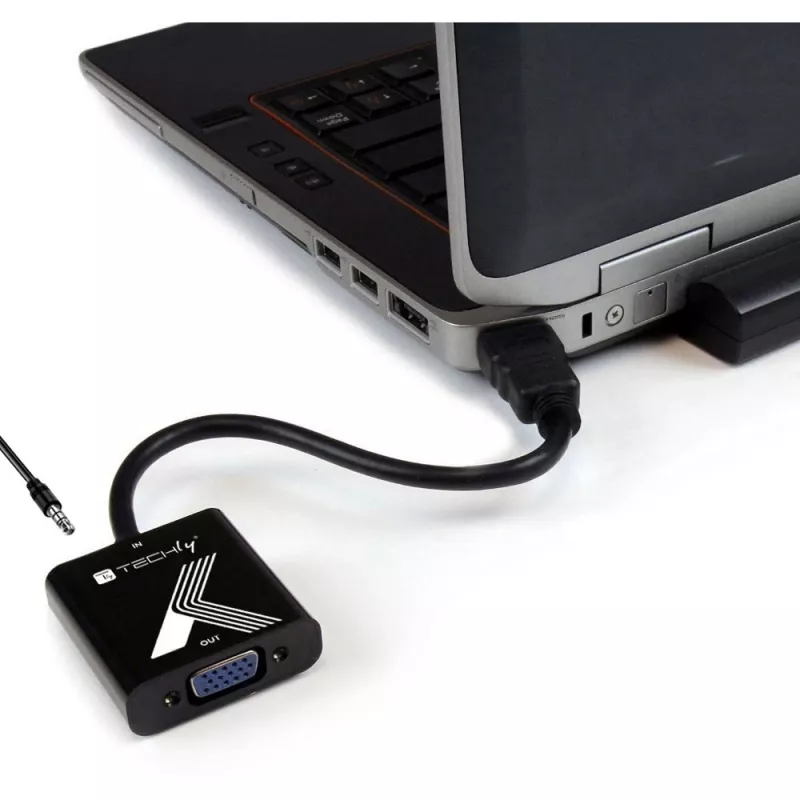 Adaptador de cable Techly convertidor HDMI a VGA con conector jack de audio