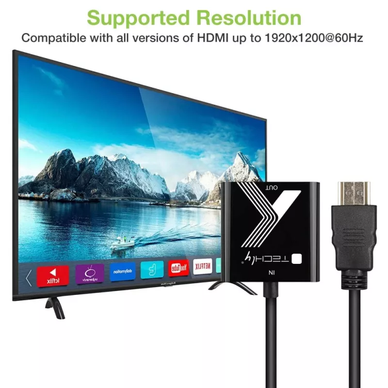 Adaptador de cable Techly convertidor HDMI a VGA con conector jack de audio