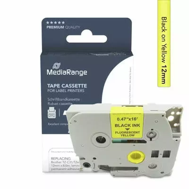 Cinta para impresora MediaRange MRBTZC31 negro 1,2 cm 8 m