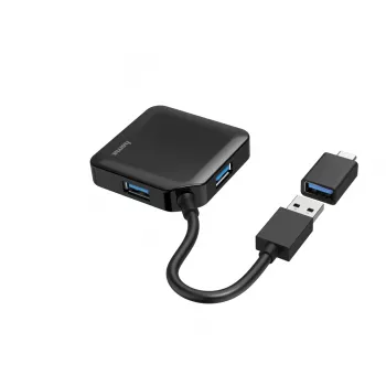 Hama Hub USB, 4 puertos, USB 3.2 Gen 1, 5 Gbit/s, incl. adaptador USB-C