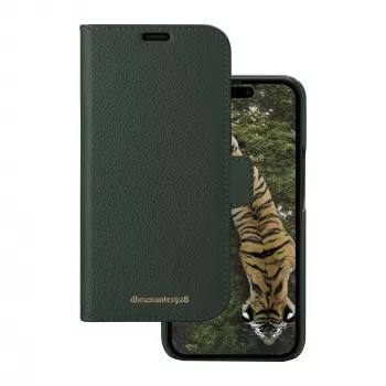 Funda tipo cartera dbramante1928 New York para iPhone 15 Pro, unicolor verde, 3 compartimentos para tarjetas