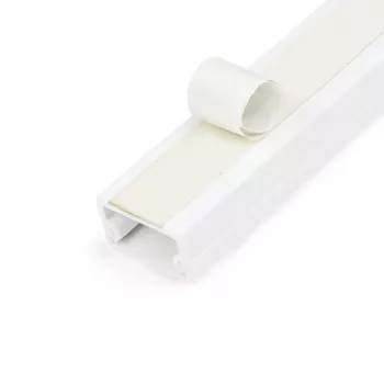 StarTech.com Canaleta sólida para cables con cinta adhesiva y tapa, 19 mm ancho x 11 mm alto – 1 m de longitud, PVC ocultación de cables de red/alimentación/canaleta de pared, máx. 6 cables, certificado UL