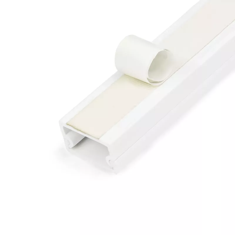 StarTech.com Canaleta sólida para cables con cinta adhesiva y tapa, 19 mm ancho x 11 mm alto – 1 m de longitud, PVC ocultación de cables de red/alimentación/canaleta de pared, máx. 6 cables, certificado UL